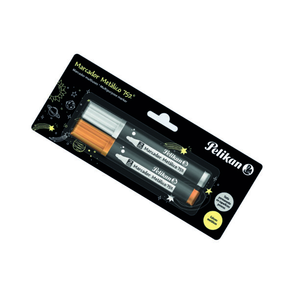 ART_MARCADOR PELIKAN X 2UND 752 ORO-PLATA Marcador Pelikan *2 UND ORO - PLATA